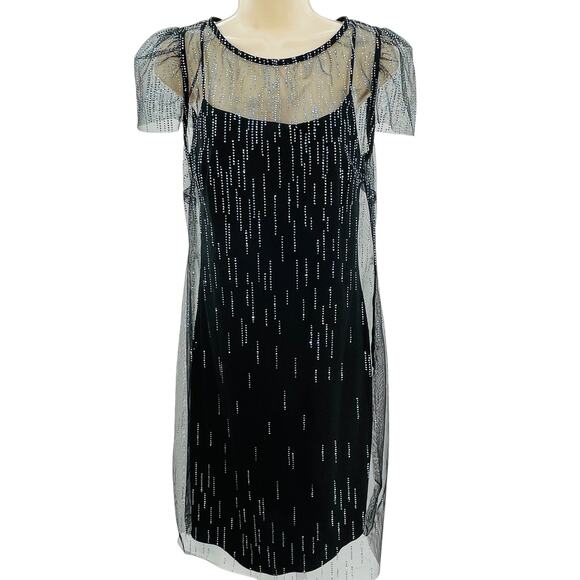 Blondie Nites by Stacey Sklar Black 2 Pc Rhinestone Retro Cocktail Party Dress 7 - Picture 2 of 8